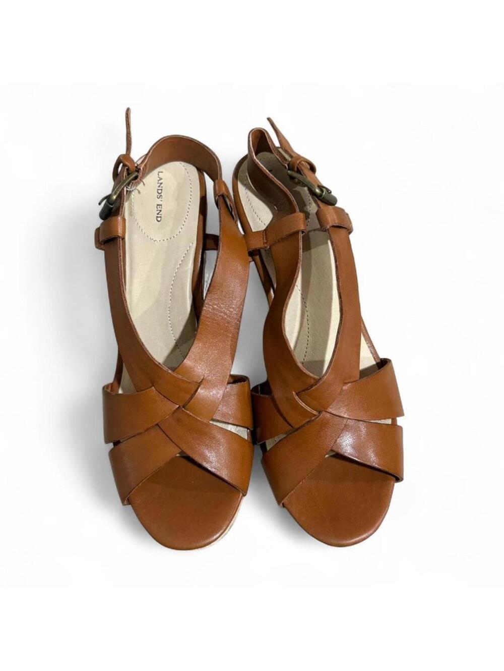 New in box LANDS END brown wedge sandals - Picture 4 of 6